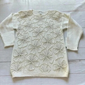 Vintage Victoria Jones Flowers Sequins Beaded Long Sleeves Sweater Size …